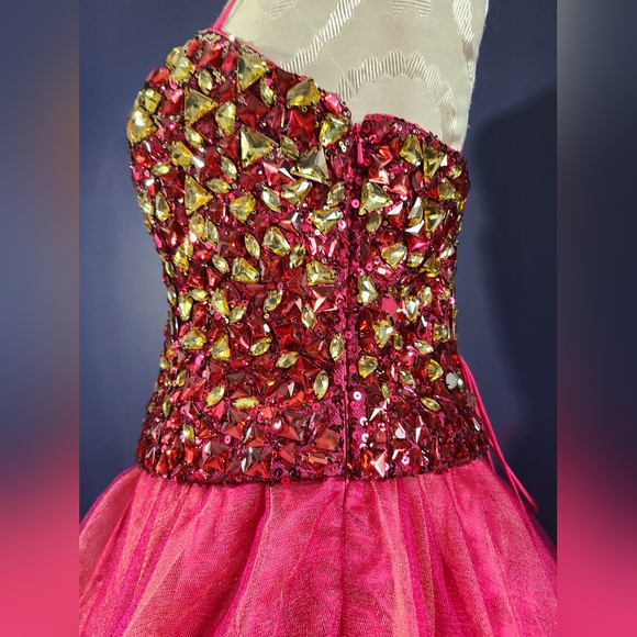 Dave And Johnny Bling  Jeweled Corset Mini Dress Puff Bottom Dress - Picture 9 of 11